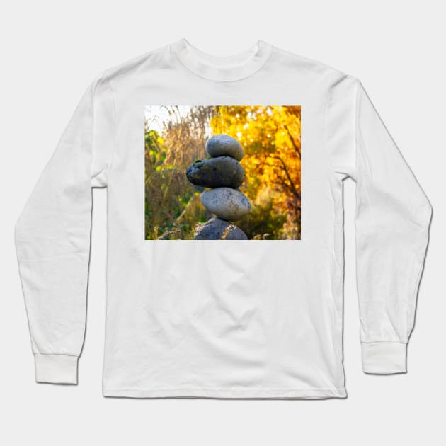 Rock Cairn on a Fall Day Long Sleeve T-Shirt by SeaChangeDesign